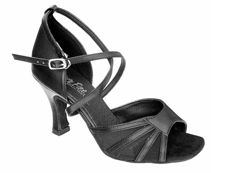 1601 Black Leather Salsa Ballroom Latin Dance Shoes heel 3 in Size 6 Very Fine 