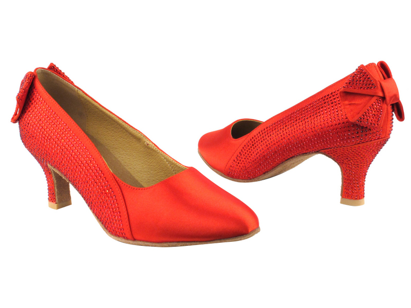 Red satin store court shoes